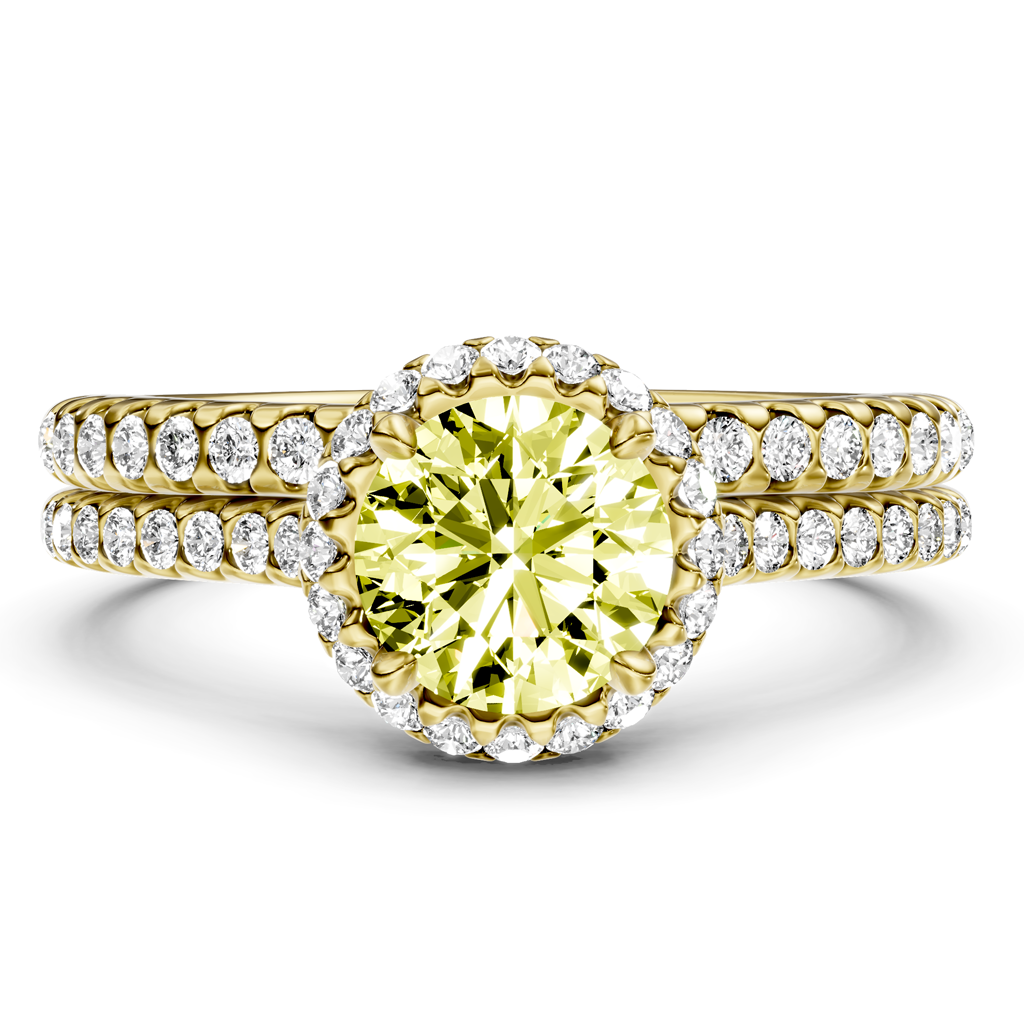 1.50-4.50 CT Round Cut Fancy Yellow Diamonds - Bridal Set