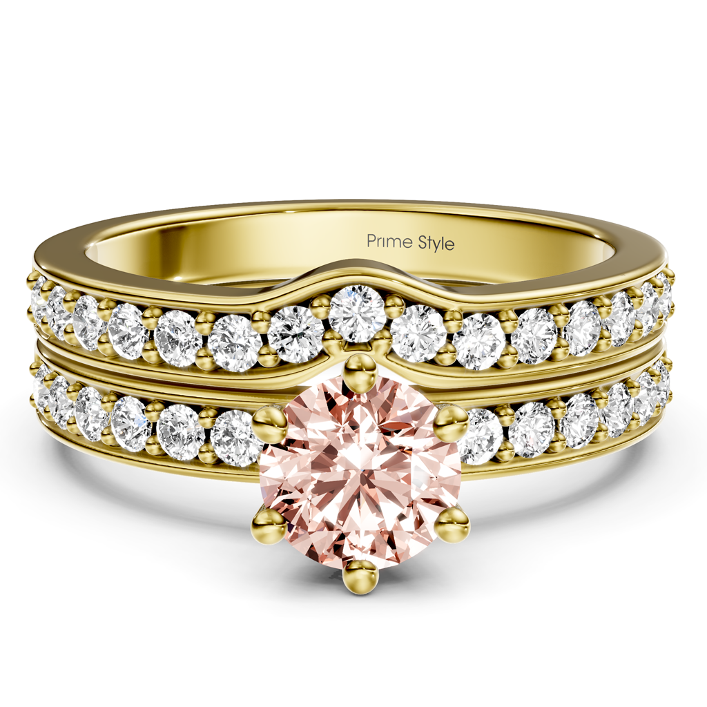 1.60-4.60 CT Round Cut Fancy Pink Diamonds - Bridal Set