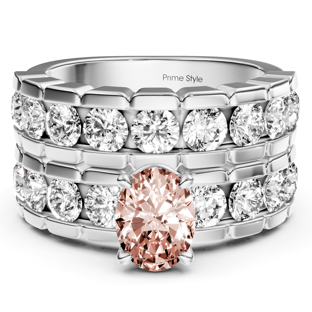 3.25-6.25 CT Oval & Round Cut Fancy Pink Diamonds - Bridal Set