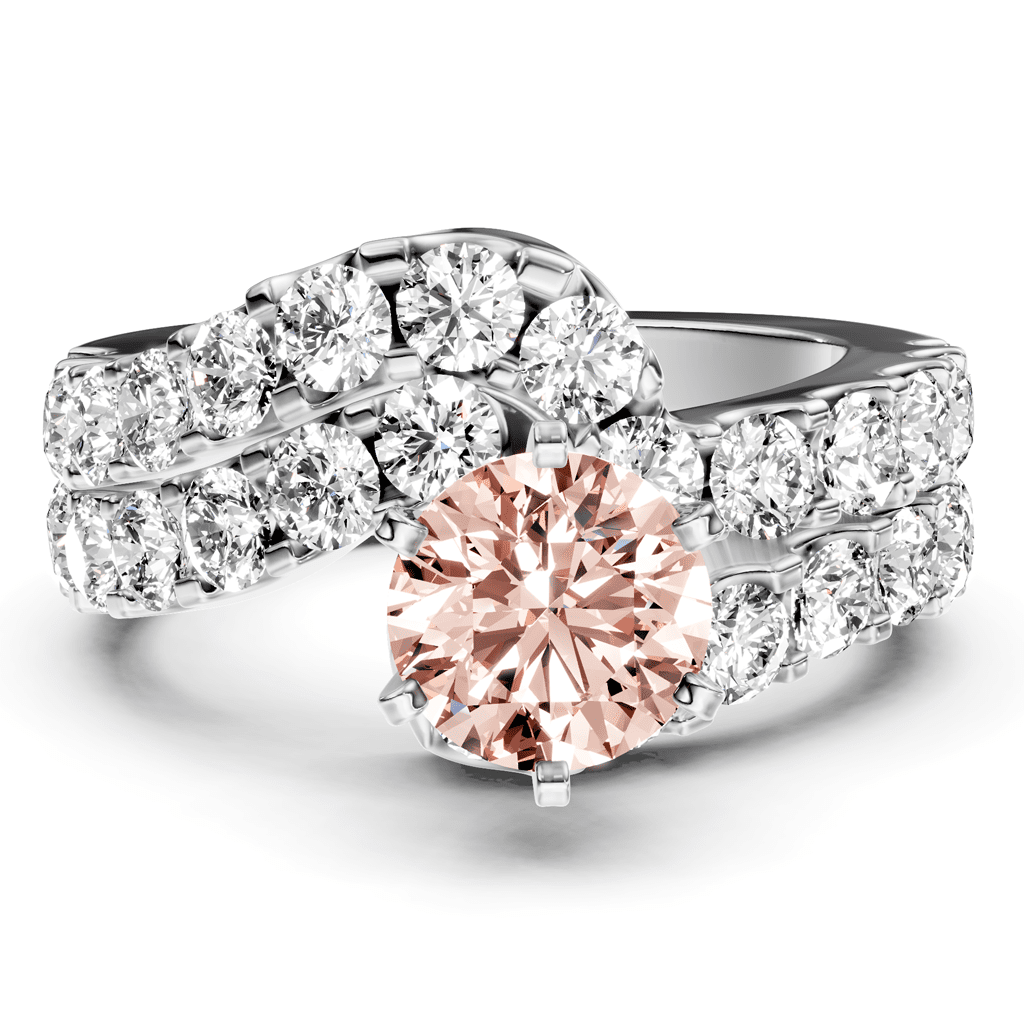 3.60 - 6.60 CT Round Cut Fancy Pink Diamonds - Bridal Set - Primestyle.com