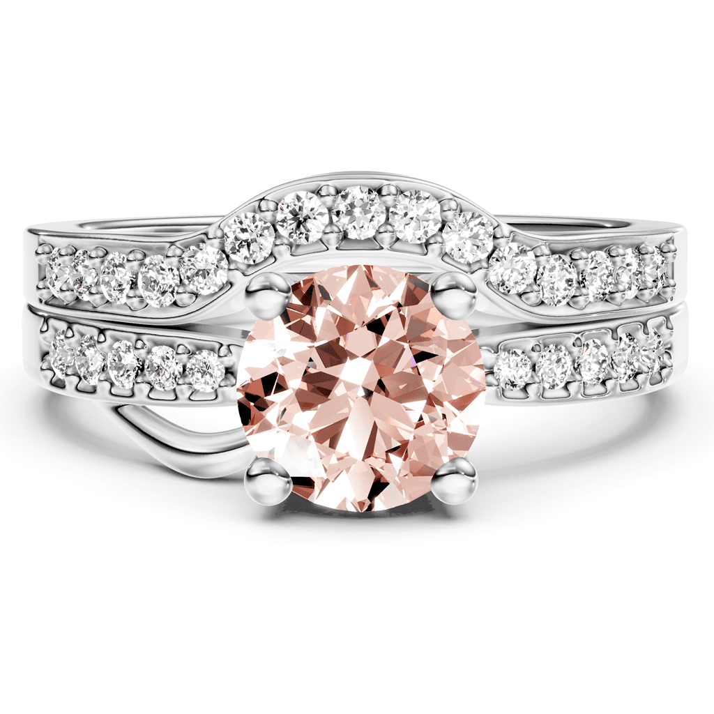 1.40 - 4.40 CT Round Cut Fancy Pink Diamonds - Bridal Set - Primestyle.com