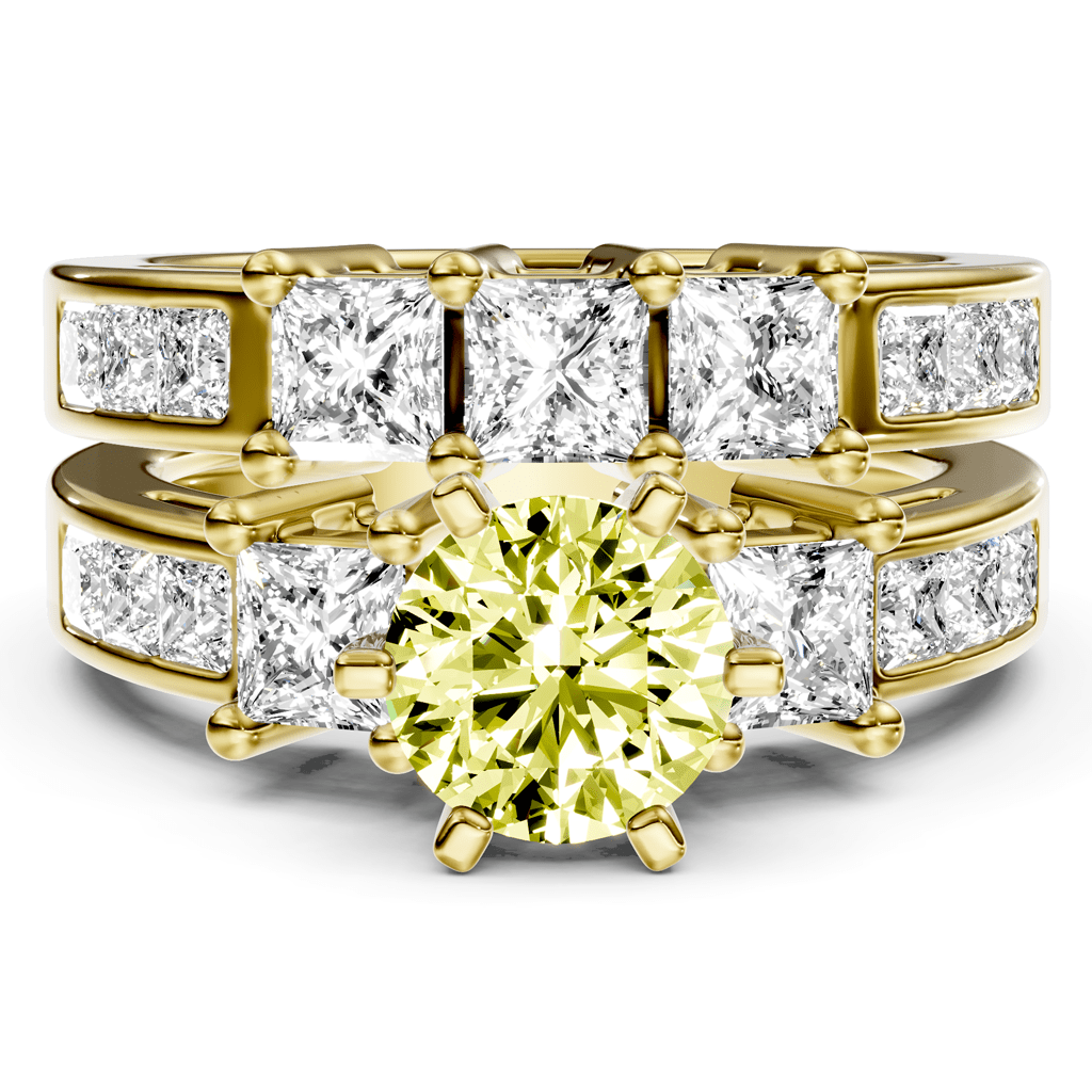 2.95 - 5.95 CT Princess Cut Fancy Yellow Diamonds - Bridal Set - Primestyle.com