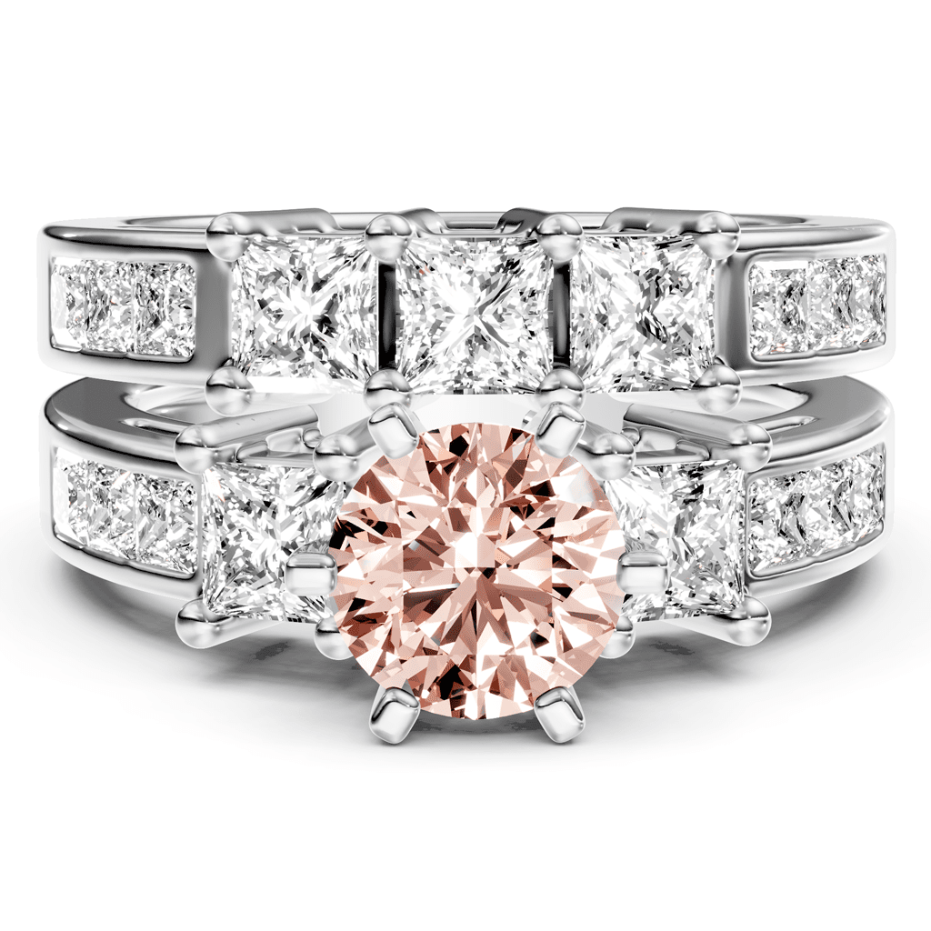 2.95 - 5.95 CT Princess Cut Fancy Pink Diamonds - Bridal Set - Primestyle.com