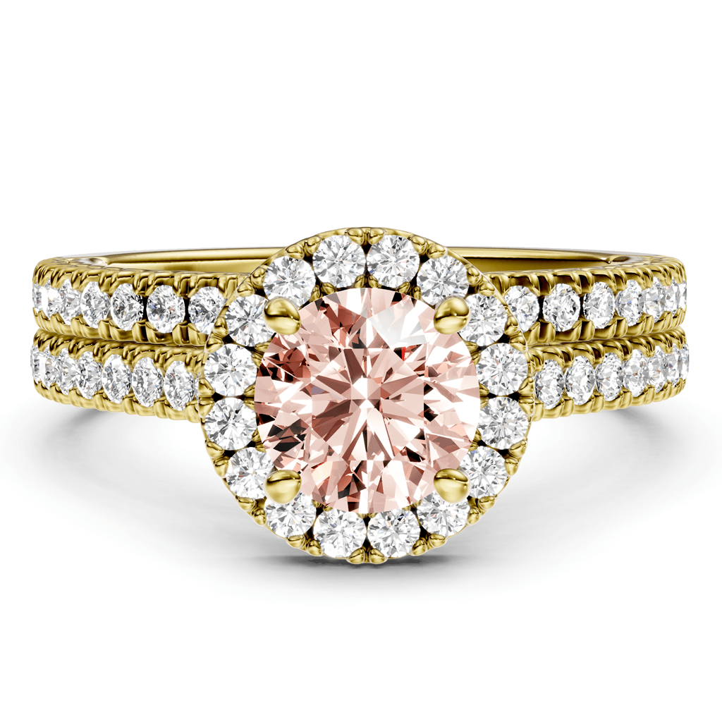 1.70 - 4.70 CT Round Cut Fancy Pink Diamonds - Bridal Set - Primestyle.com