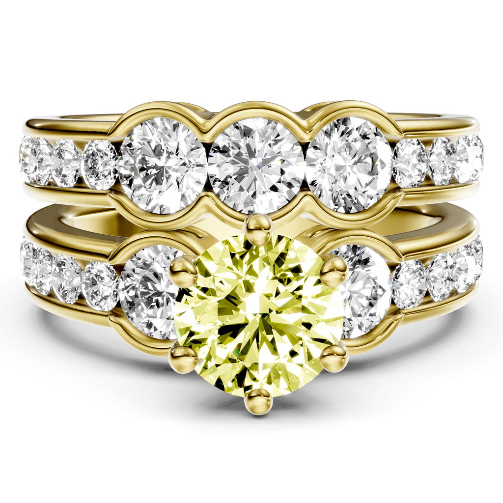 2.95 - 5.95 CT Round Cut Fancy Yellow Diamonds - Bridal Set - Primestyle.com
