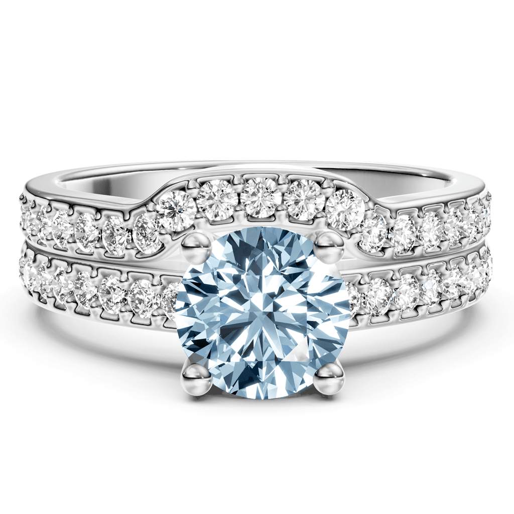 1.50 - 4.50 CT Round Cut Fancy Blue Diamonds - Bridal Set - Primestyle.com