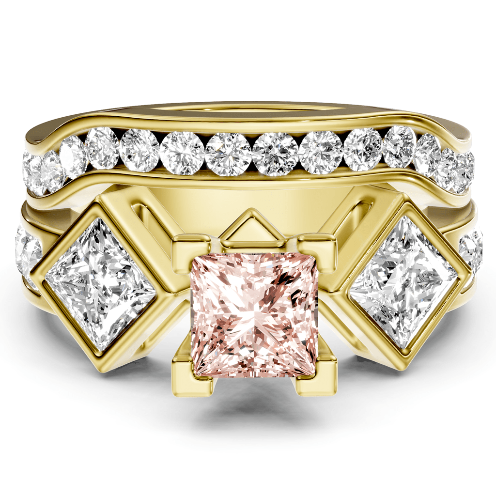 2.65-5.65 CT Princess & Round Cut Fancy Pink Diamonds - Bridal Set