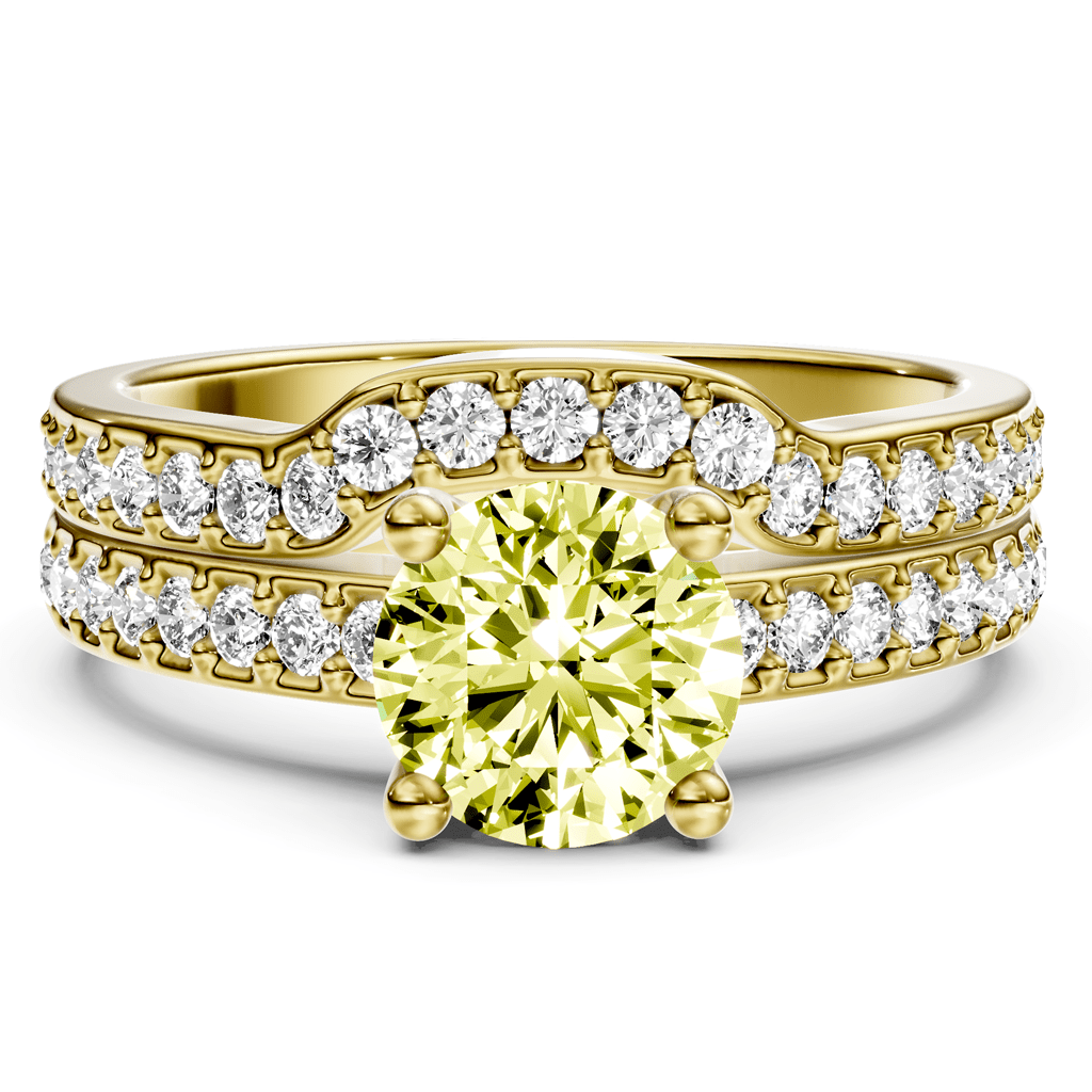 1.50 - 4.50 CT Round Cut Fancy Yellow Diamonds - Bridal Set - Primestyle.com