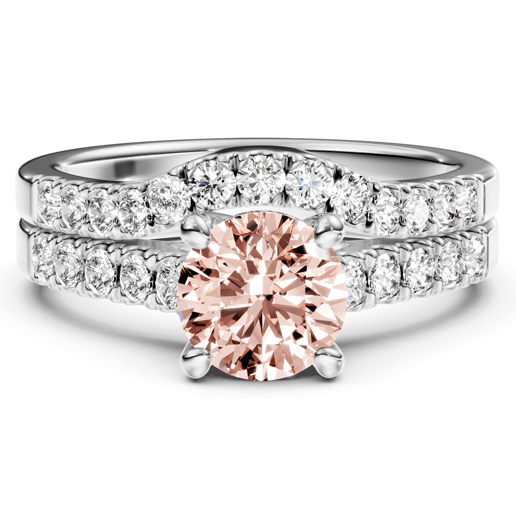 1.55 - 4.55 CT Princess & Round Cut Fancy Pink Diamonds - Bridal Set - Primestyle.com