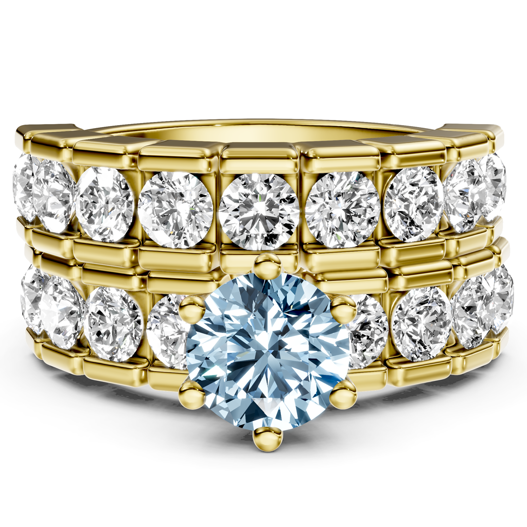 3.25-6.25 CT Round Cut Fancy Blue Diamonds - Bridal Set