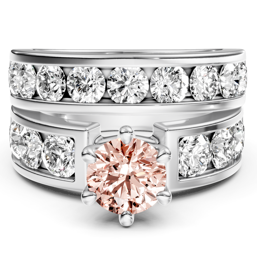 3.85-6.85 CT Round Cut Fancy Pink Diamonds - Bridal Set