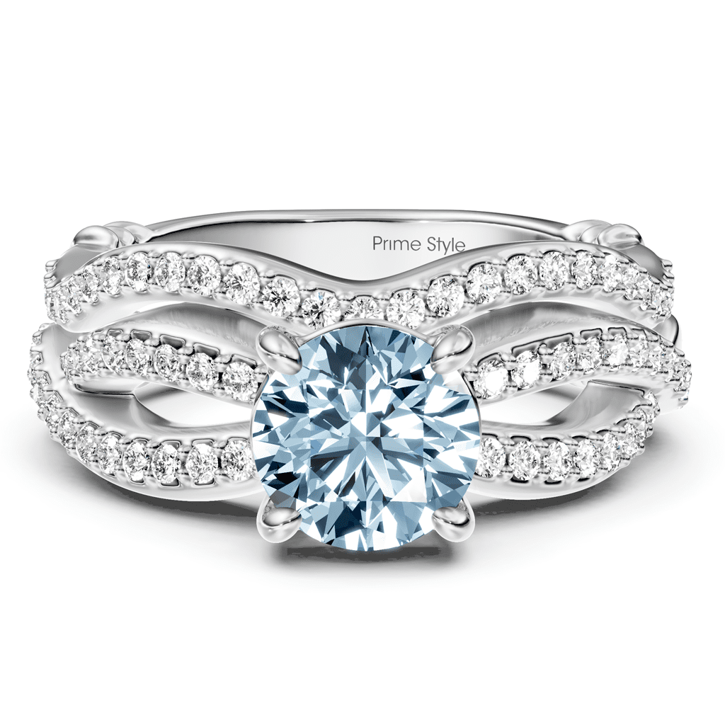 1.35 - 4.35 CT Round Cut Fancy Blue Diamonds - Bridal Set - Primestyle.com