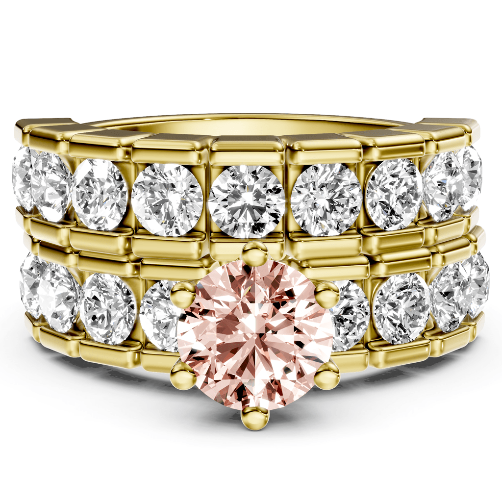 3.25-6.25 CT Round Cut Fancy Pink Diamonds - Bridal Set