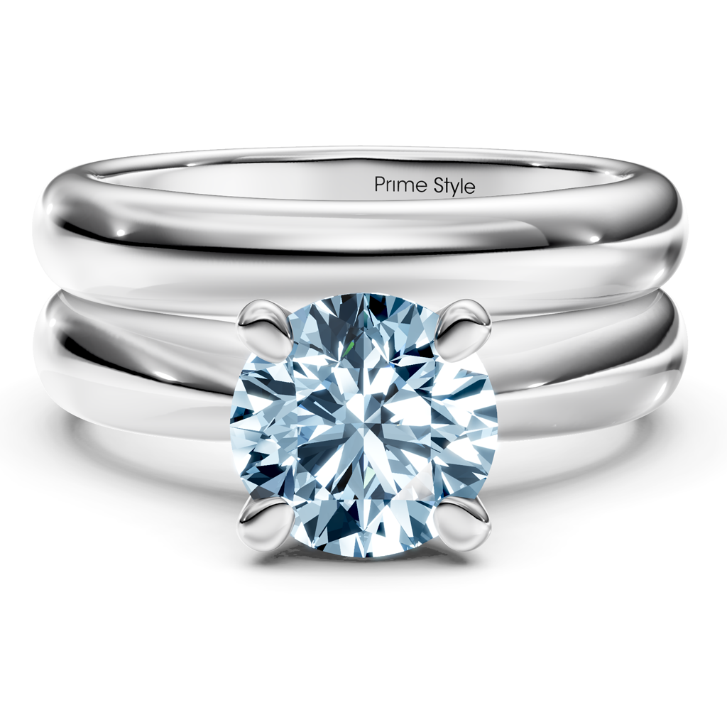 1.10-4.10 CT Round Cut Fancy Blue Diamonds - Bridal Set