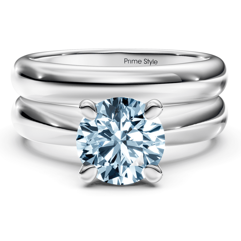 1.10-4.10 CT Round Cut Fancy Blue Diamonds - Bridal Set