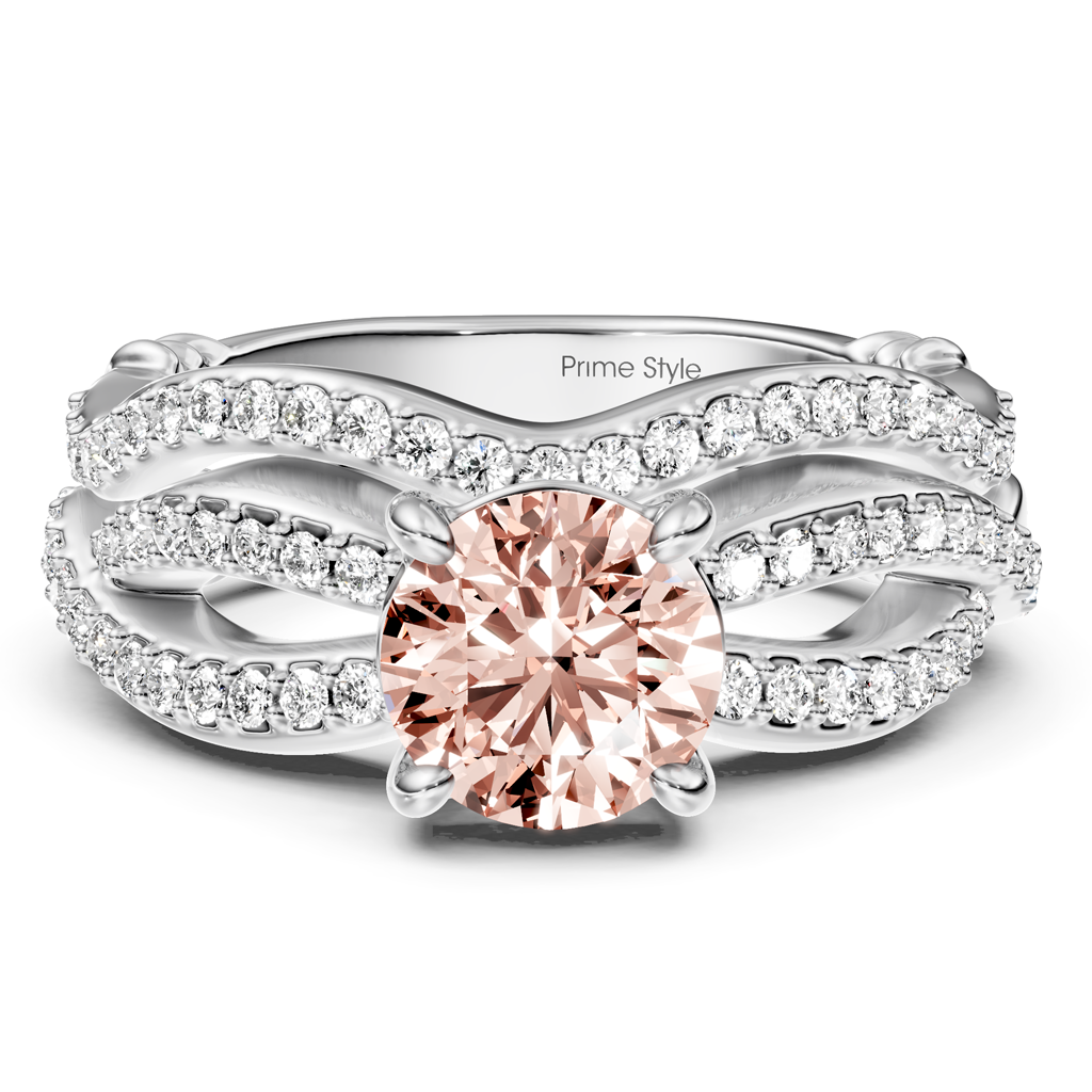 1.35-4.35 CT Round Cut Fancy Pink Diamonds - Bridal Set