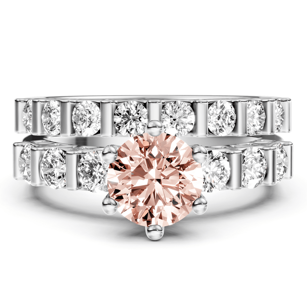 2.10-5.10 CT Round Cut Fancy Pink Diamonds - Bridal Set