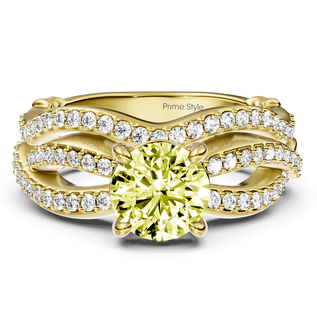 1.35 - 4.35 CT Round Cut Fancy Yellow Diamonds - Bridal Set - Primestyle.com