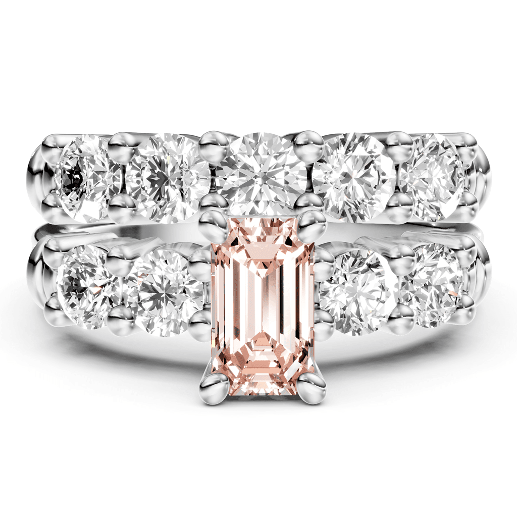 2.40 - 5.40 CT Emerald & Round Cut Fancy Pink Diamonds - Bridal Set - Primestyle.com