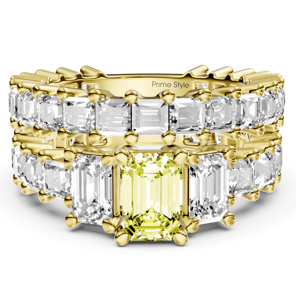 5.70-8.70 CT Emerald & Princess Cut Fancy Yellow Diamonds - Bridal Set