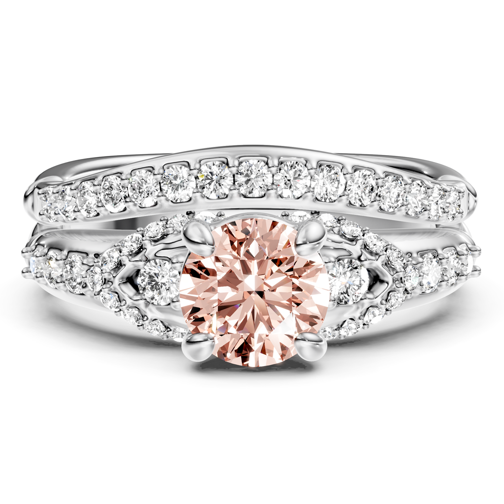1.50-4.50 CT Round Cut Fancy Pink Diamonds - Bridal Set