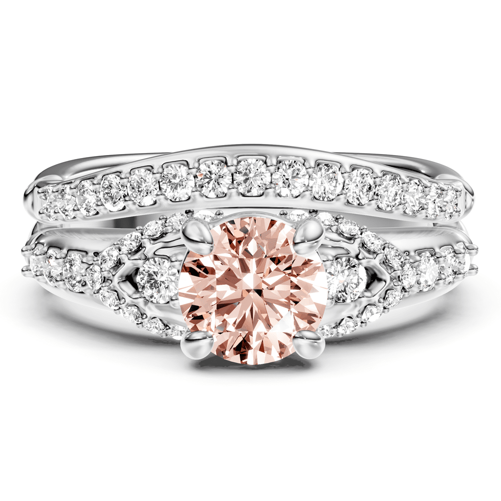 1.50 - 4.50 CT Round Cut Fancy Pink Diamonds - Bridal Set - Primestyle.com