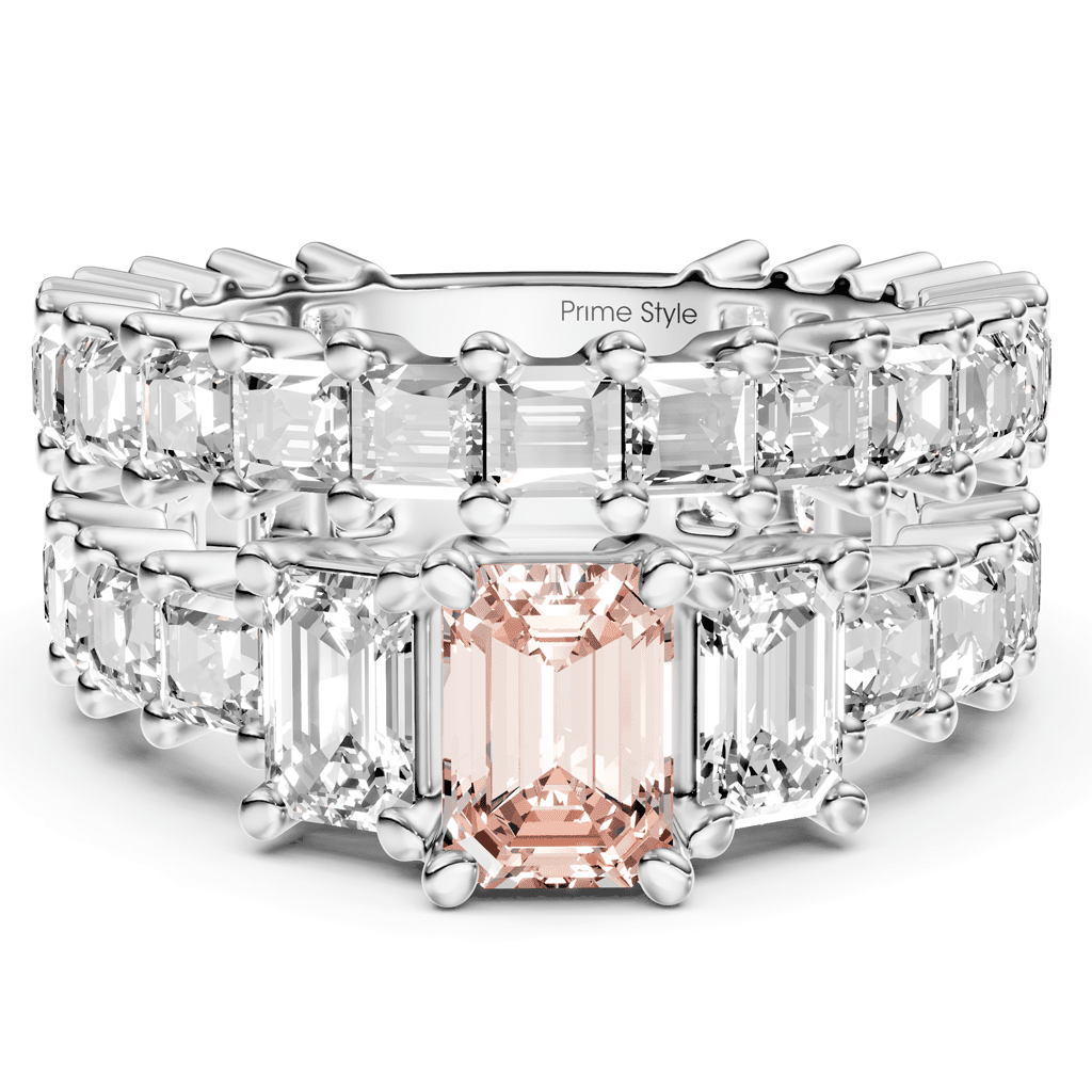 5.70-8.70 CT Emerald & Princess Cut Fancy Pink Diamonds - Bridal Set