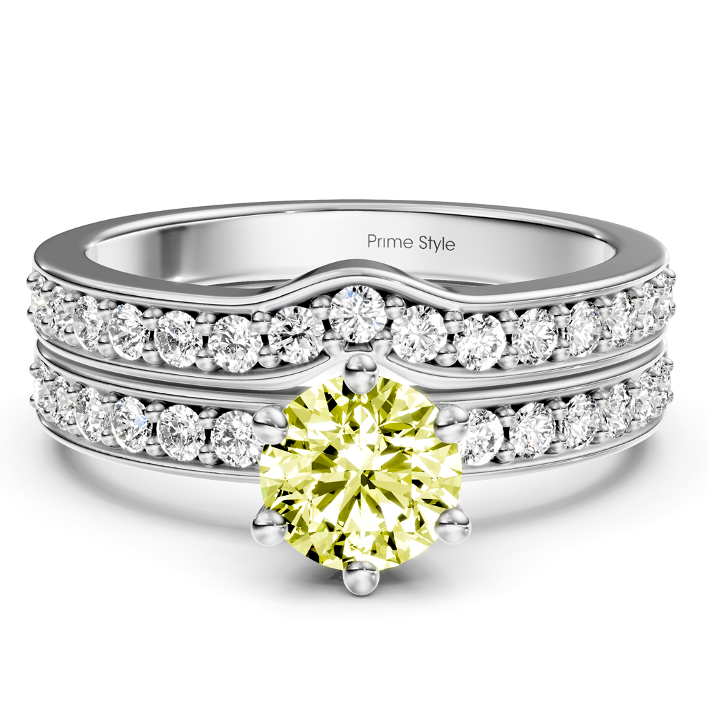 1.60-4.60 CT Round Cut Fancy Yellow Diamonds - Bridal Set