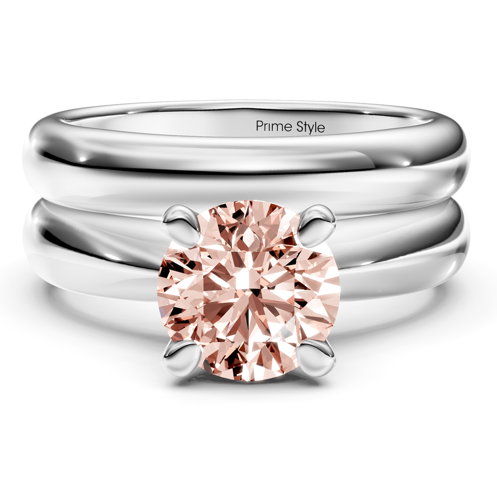 1.10-4.10 CT Round Cut Fancy Pink Diamonds - Bridal Set