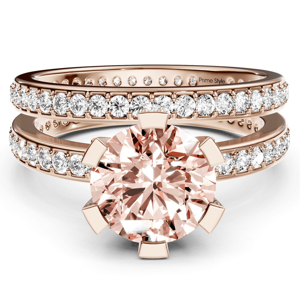 2.00 - 5.00 CT Round Cut Fancy Pink Diamonds - Bridal Set - Primestyle.com