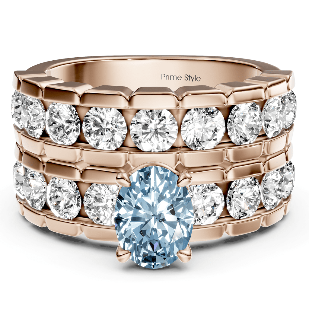 3.25 - 6.25 CT Oval & Round Cut Fancy Blue Diamonds - Bridal Set - Primestyle.com