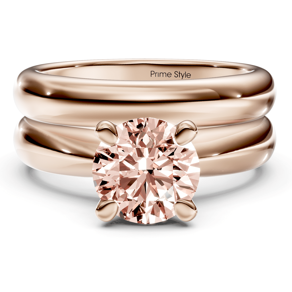 1.10-4.10 CT Round Cut Fancy Pink Diamonds - Bridal Set