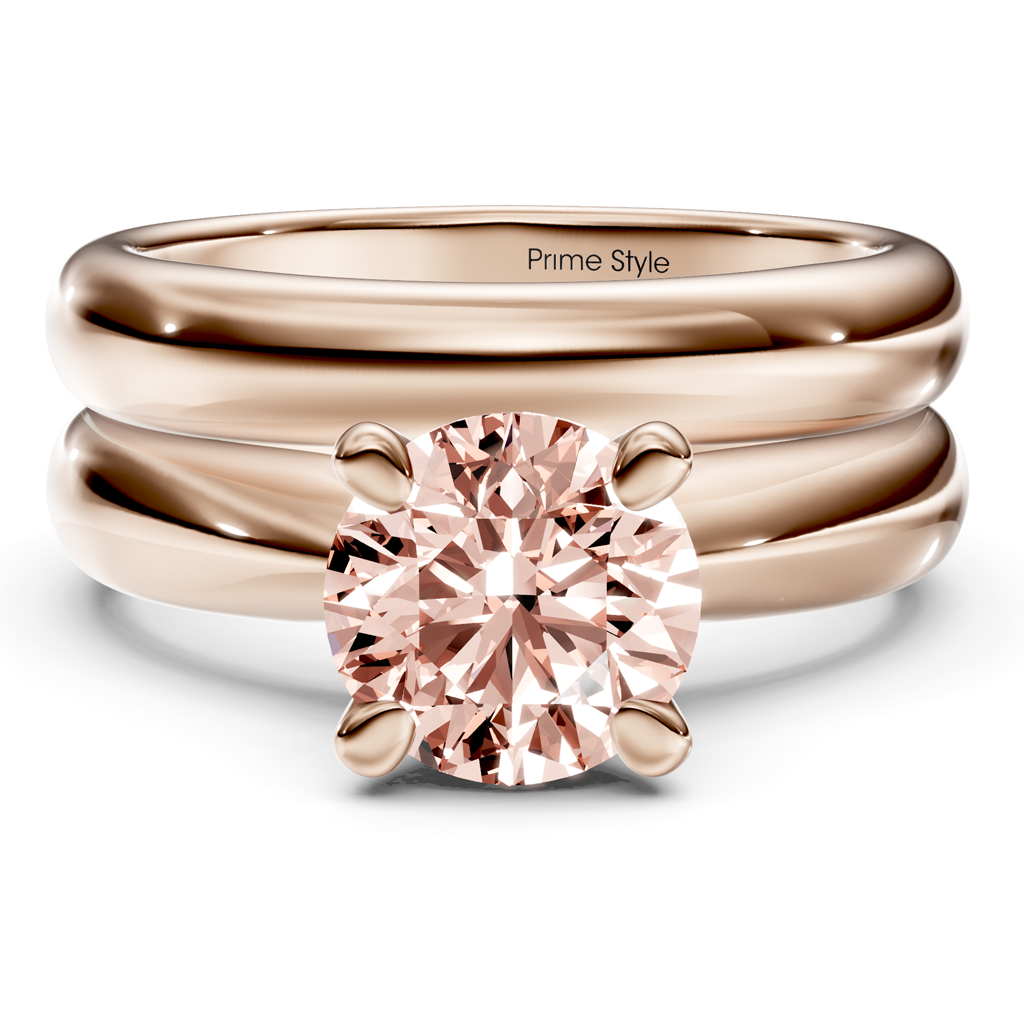 1.10-4.10 CT Round Cut Fancy Pink Diamonds - Bridal Set