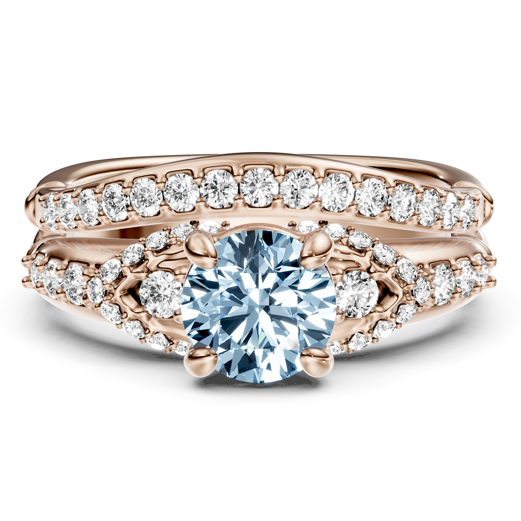 1.50-4.50 CT Round Cut Fancy Blue Diamonds - Bridal Set