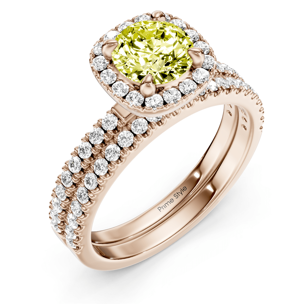 1.65 - 4.65 CT Round Cut Fancy Yellow Diamonds - Bridal Set - Primestyle.com