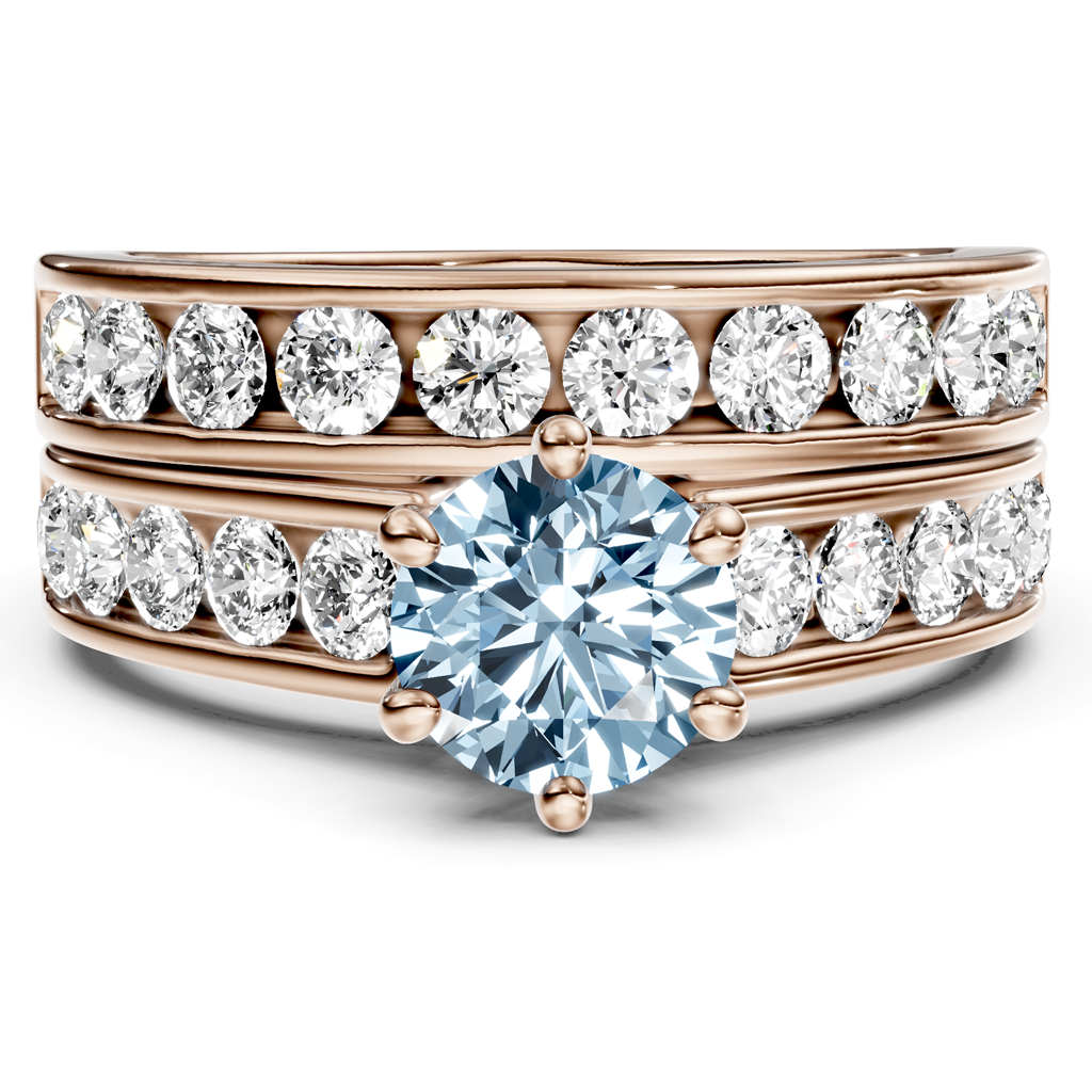 2.45-5.45 CT Princess & Round Cut Fancy Blue Diamonds - Bridal Set