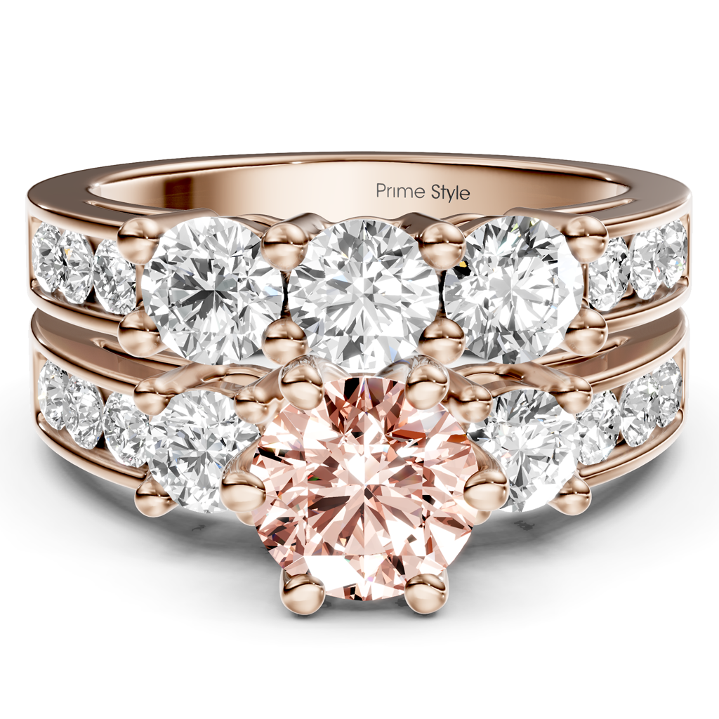 2.80-5.80 CT Princess & Round Cut Fancy Pink Diamonds - Bridal Set