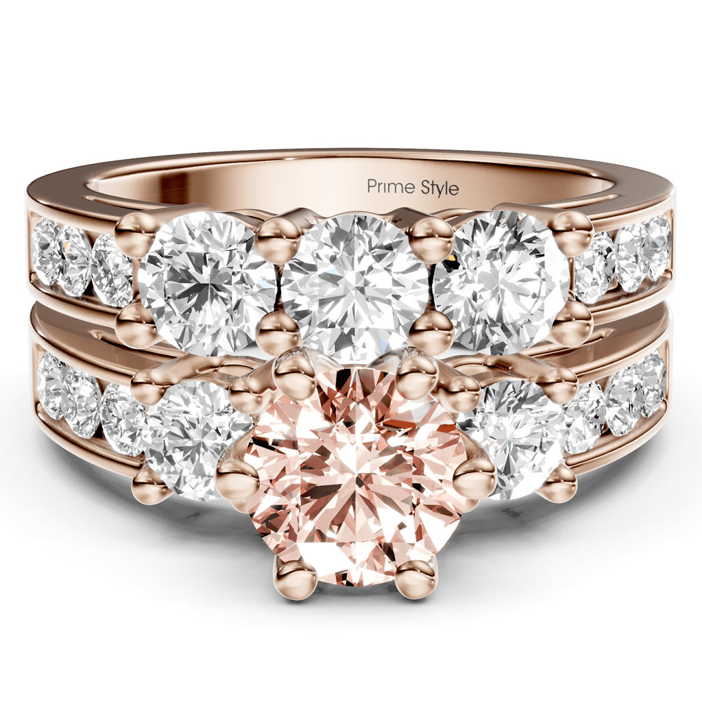 2.80-5.80 CT Princess & Round Cut Fancy Pink Diamonds - Bridal Set