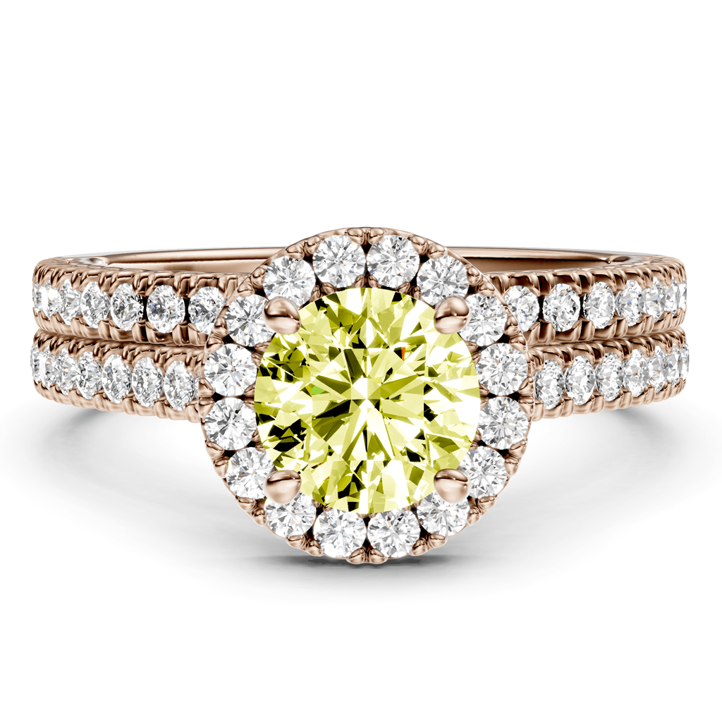 1.70 - 4.70 CT Round Cut Fancy Yellow Diamonds - Bridal Set - Primestyle.com