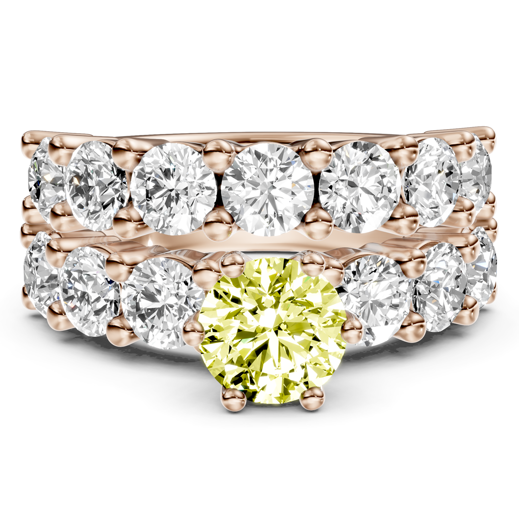 4.60-7.60 CT Princess & Round Cut Fancy Yellow Diamonds - Bridal Set