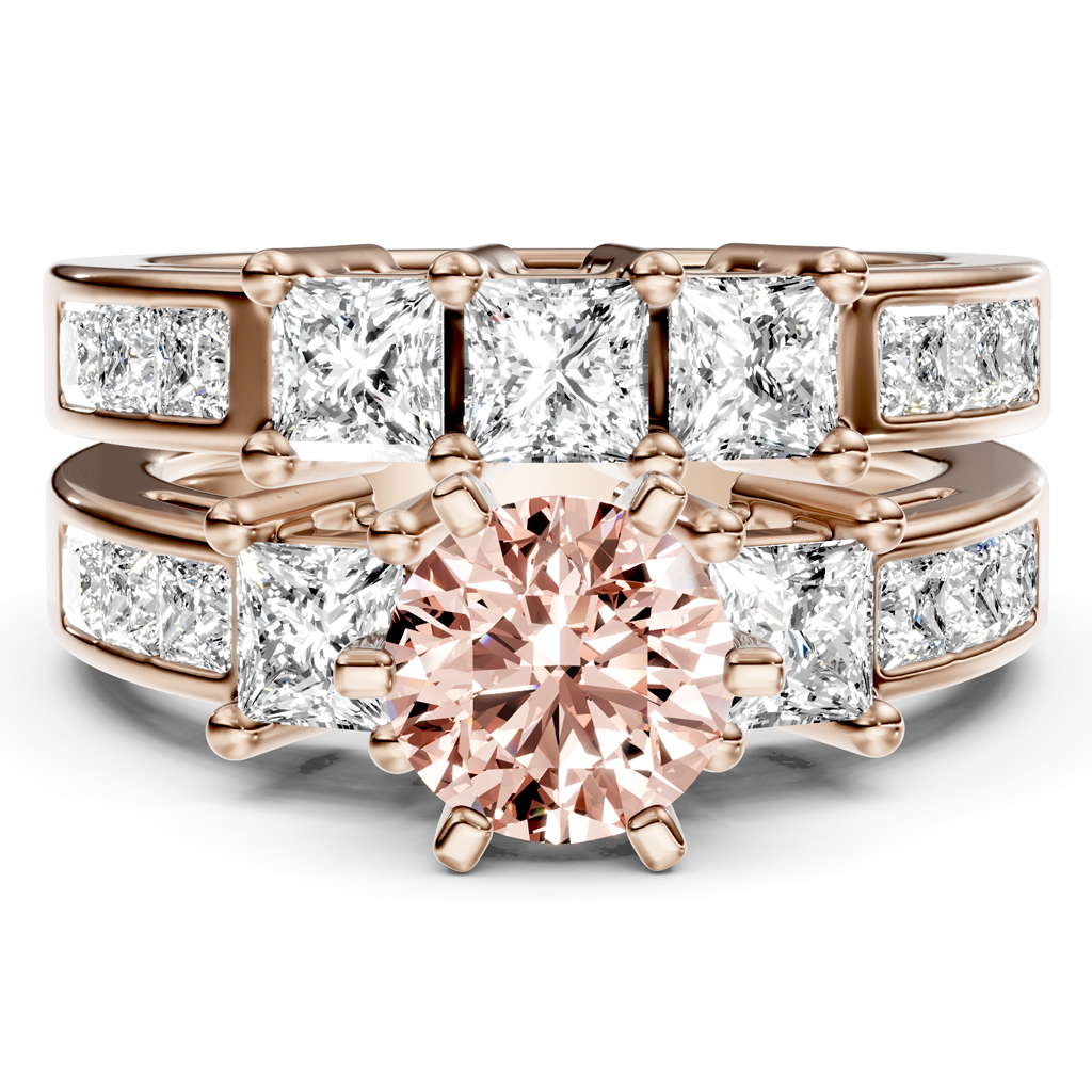 2.95-5.95 CT Princess Cut Fancy Pink Diamonds - Bridal Set