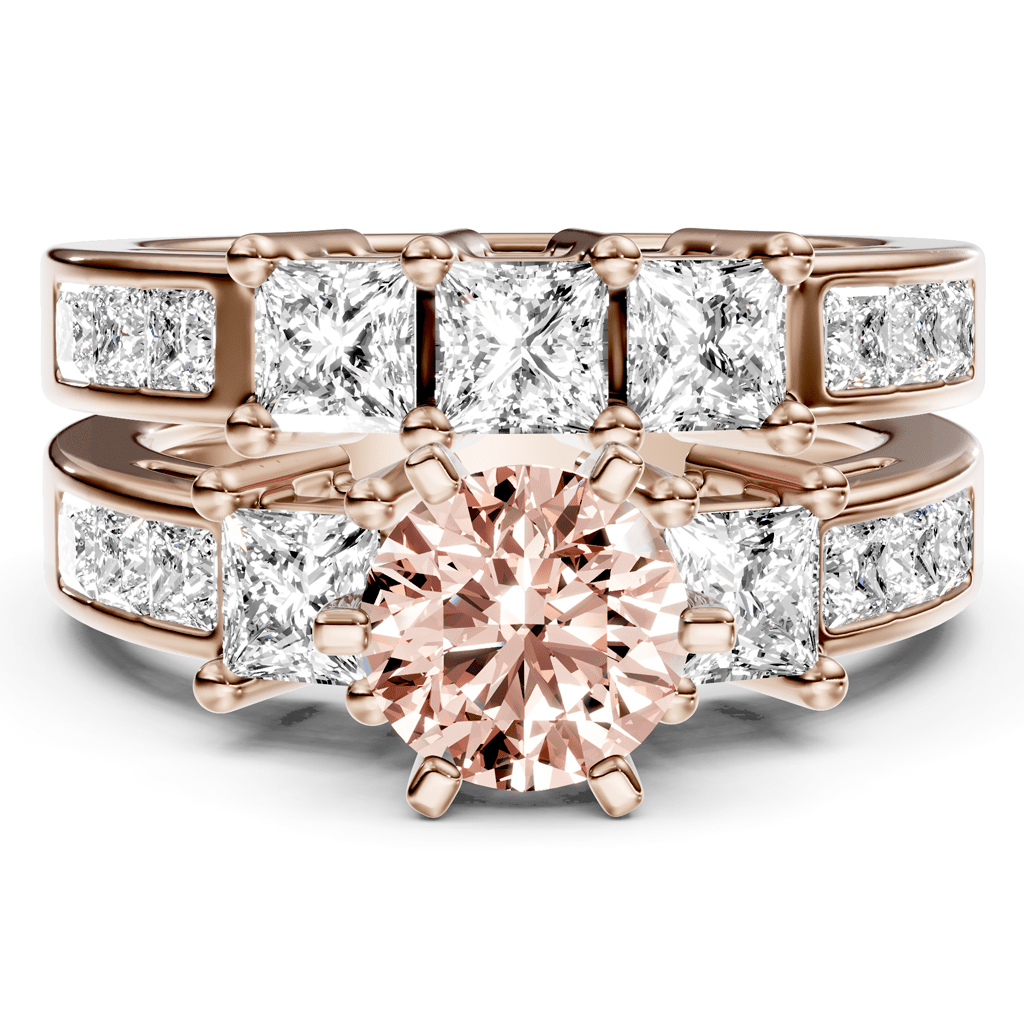 2.95-5.95 CT Princess Cut Fancy Pink Diamonds - Bridal Set