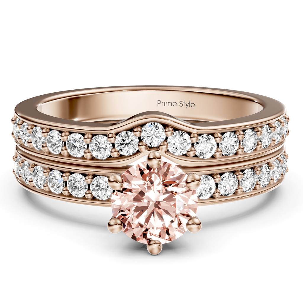 1.60-4.60 CT Round Cut Fancy Pink Diamonds - Bridal Set