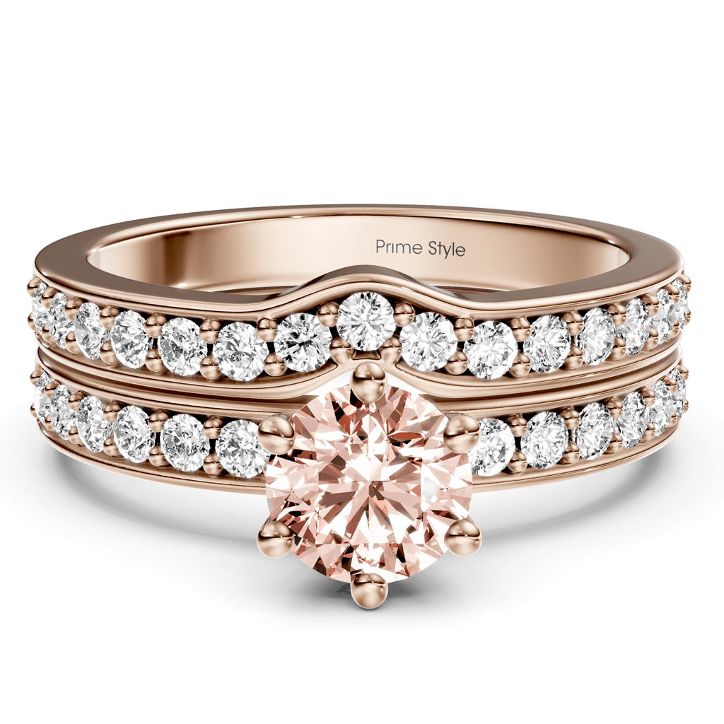 1.60 - 4.60 CT Round Cut Fancy Pink Diamonds - Bridal Set - Primestyle.com