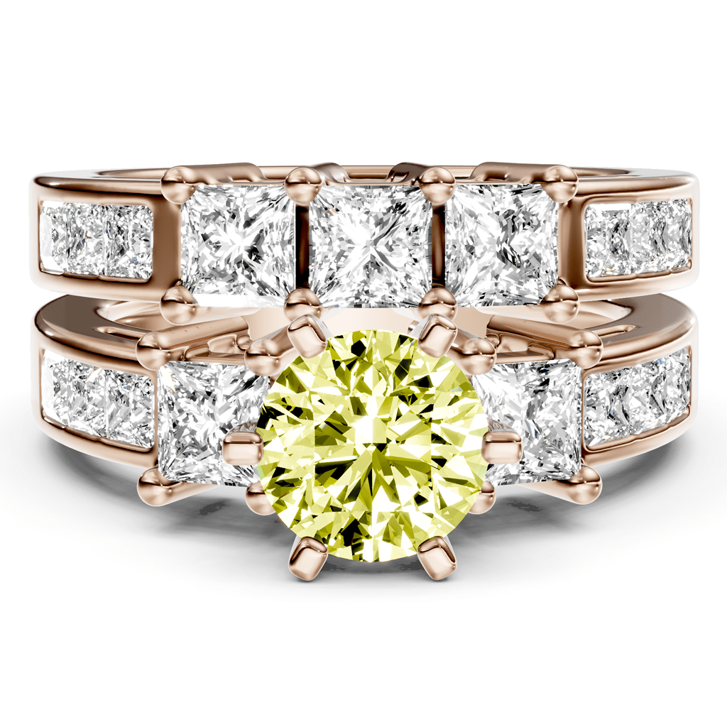 2.95 - 5.95 CT Princess Cut Fancy Yellow Diamonds - Bridal Set - Primestyle.com