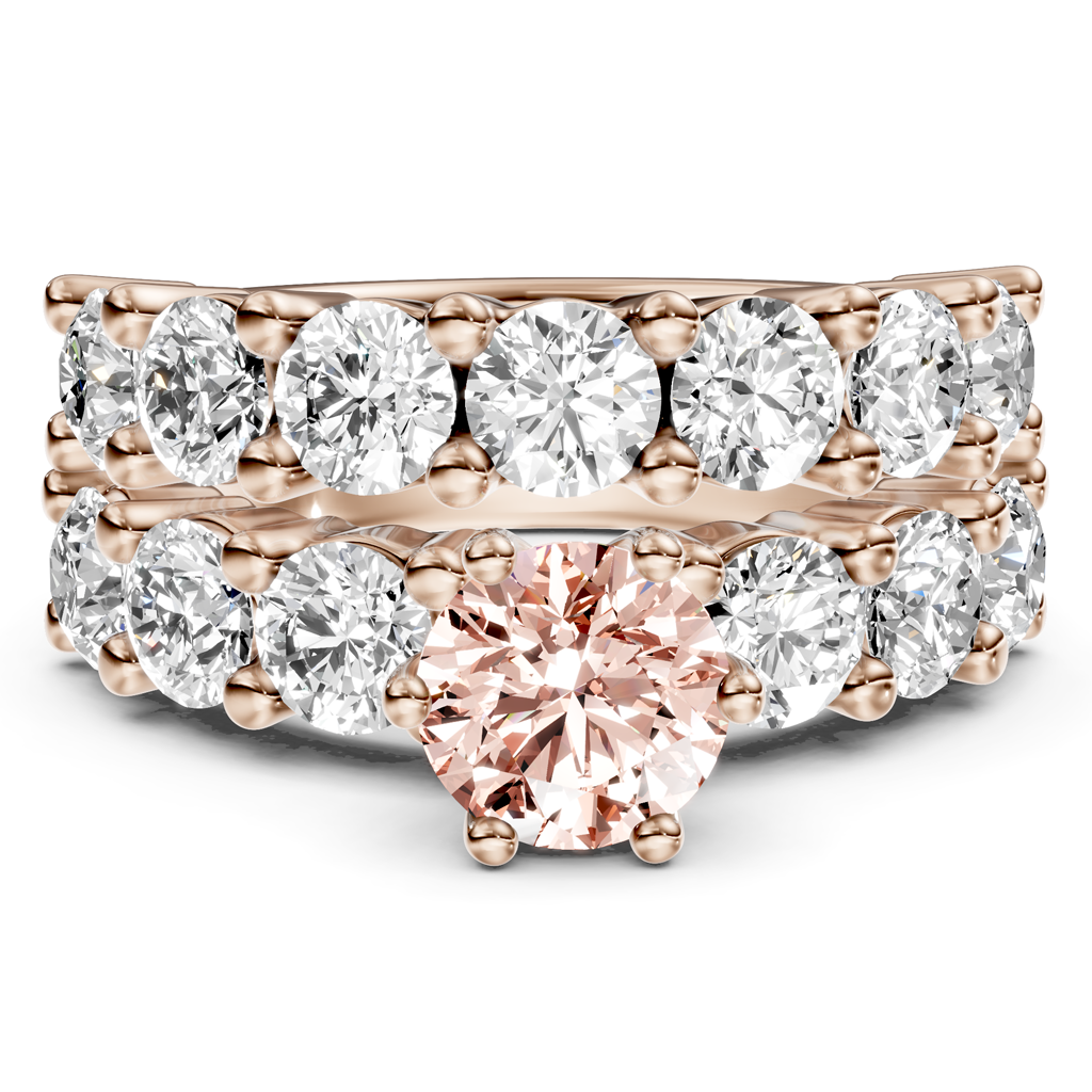 4.60-7.60 CT Princess & Round Cut Fancy Pink Diamonds - Bridal Set