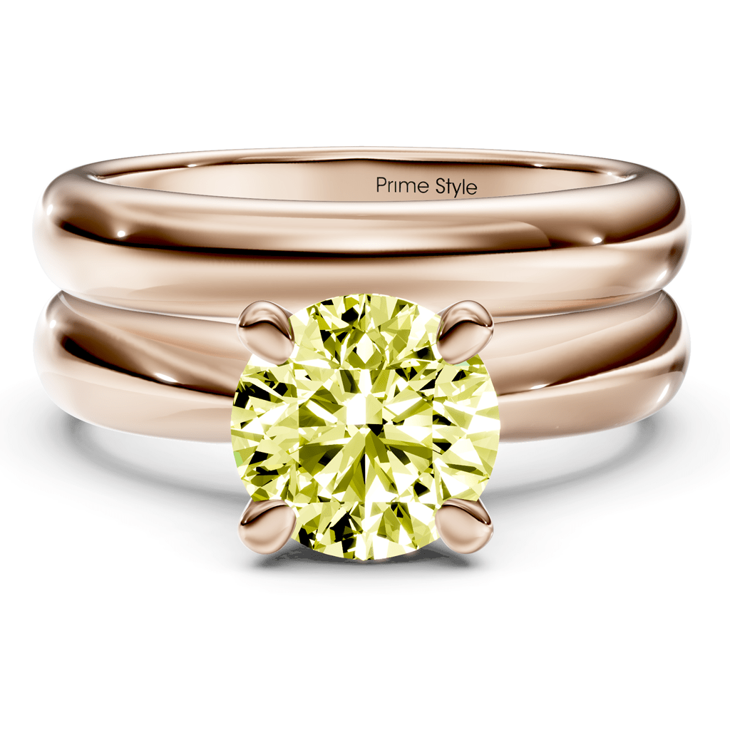 1.10-4.10 CT Round Cut Fancy Yellow Diamonds - Bridal Set