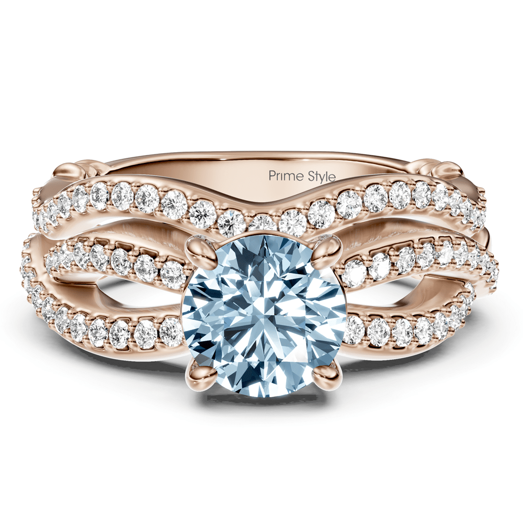 1.35 - 4.35 CT Round Cut Fancy Blue Diamonds - Bridal Set - Primestyle.com