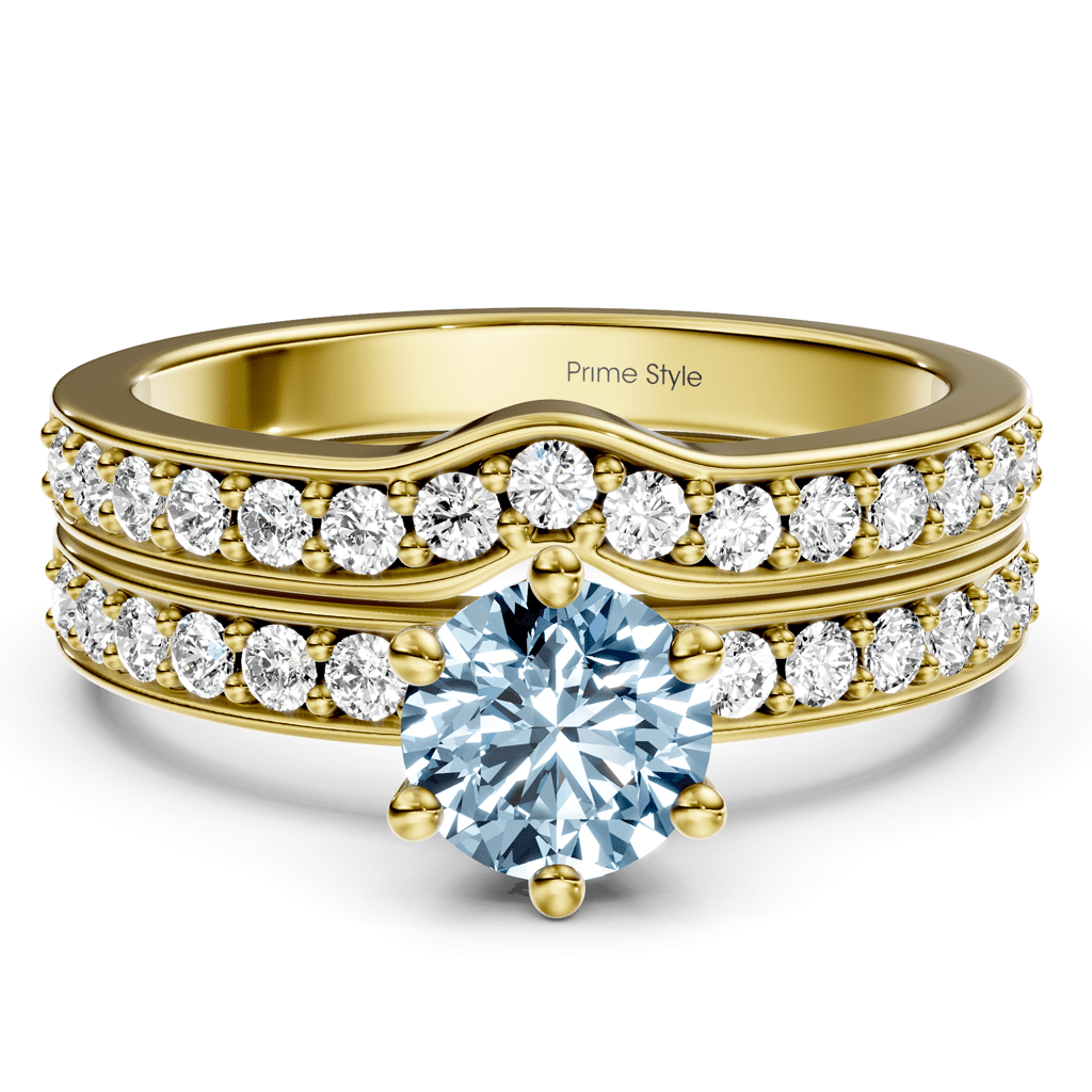 1.60 - 4.60 CT Round Cut Fancy Blue Diamonds - Bridal Set - Primestyle.com