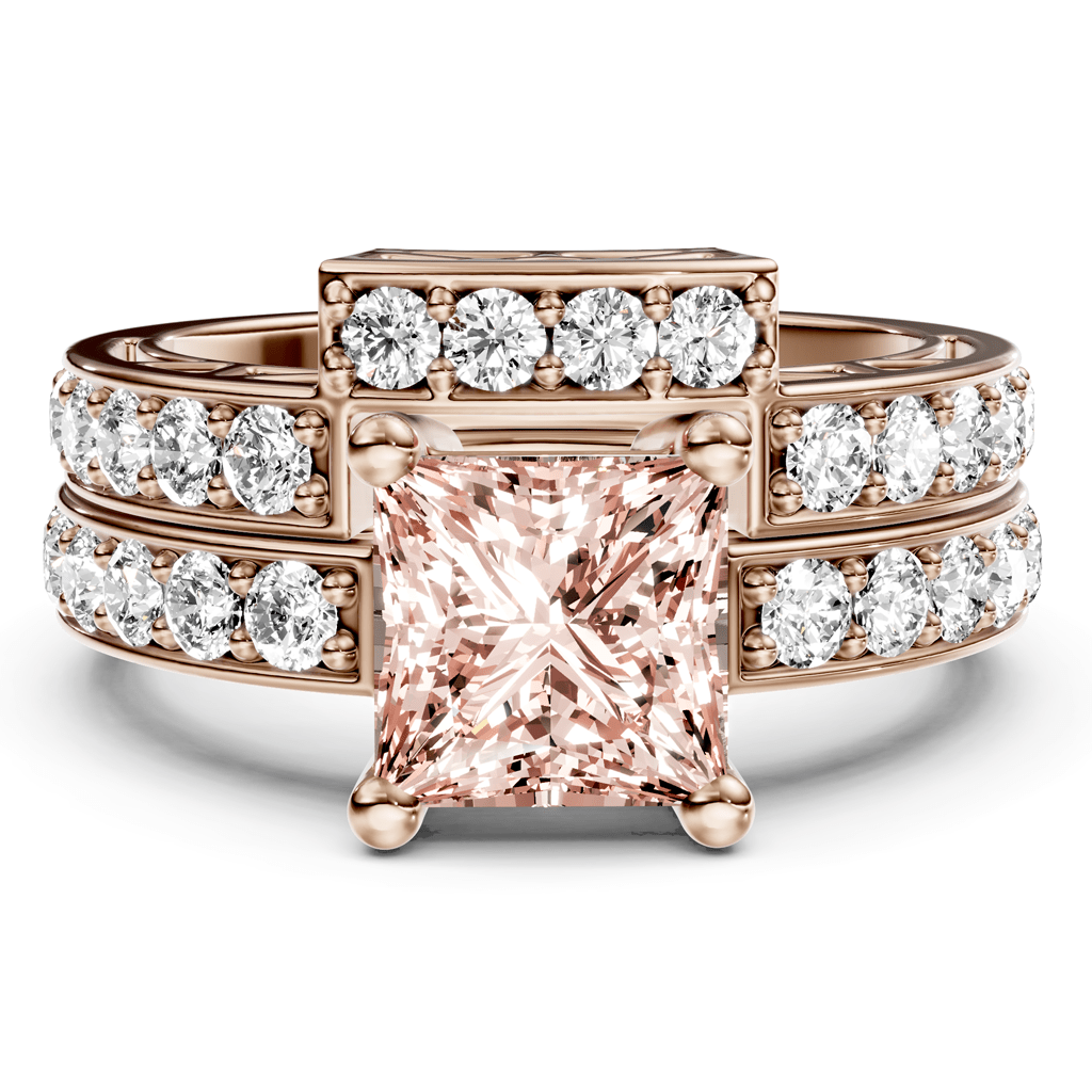 2.10-5.10 CT Princess & Round Cut Fancy Pink Diamonds - Bridal Set
